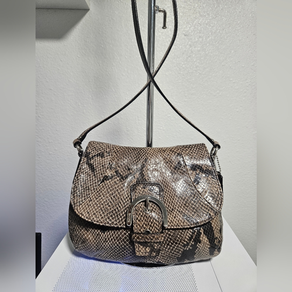 Y2K Coach Soho Python Embossed Leather Mini Crossbody Bag